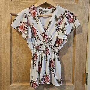 Small Jon & Anna Contemporary Floral Ruffle Sleeve Top